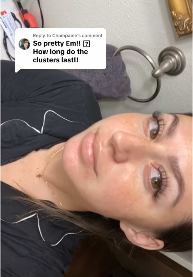 Replying to @Champaine  I’m 5 days in! They still look great I love them!! #fyp #lashclusters #diylashextensions #makeupreview 