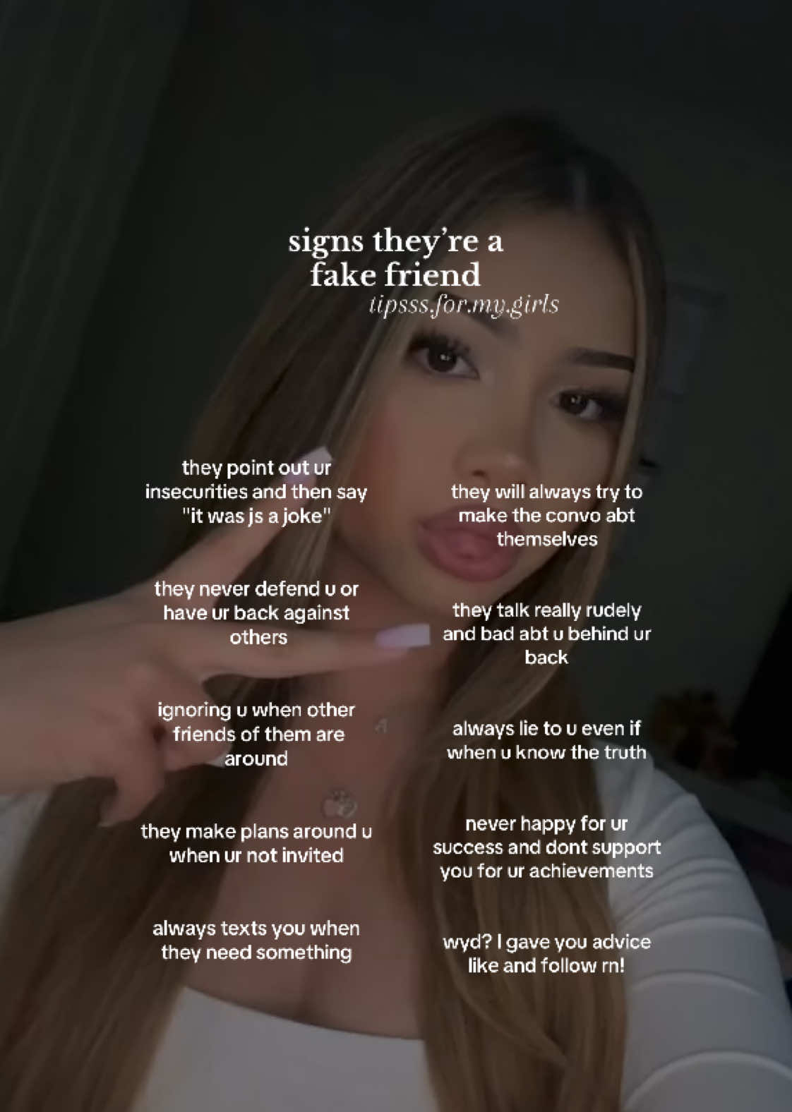 signs they’re a fake friend || #tipsssformygirls #fyp #viral #blowthisup #xyzbca #tips #tiktok @alyssa 