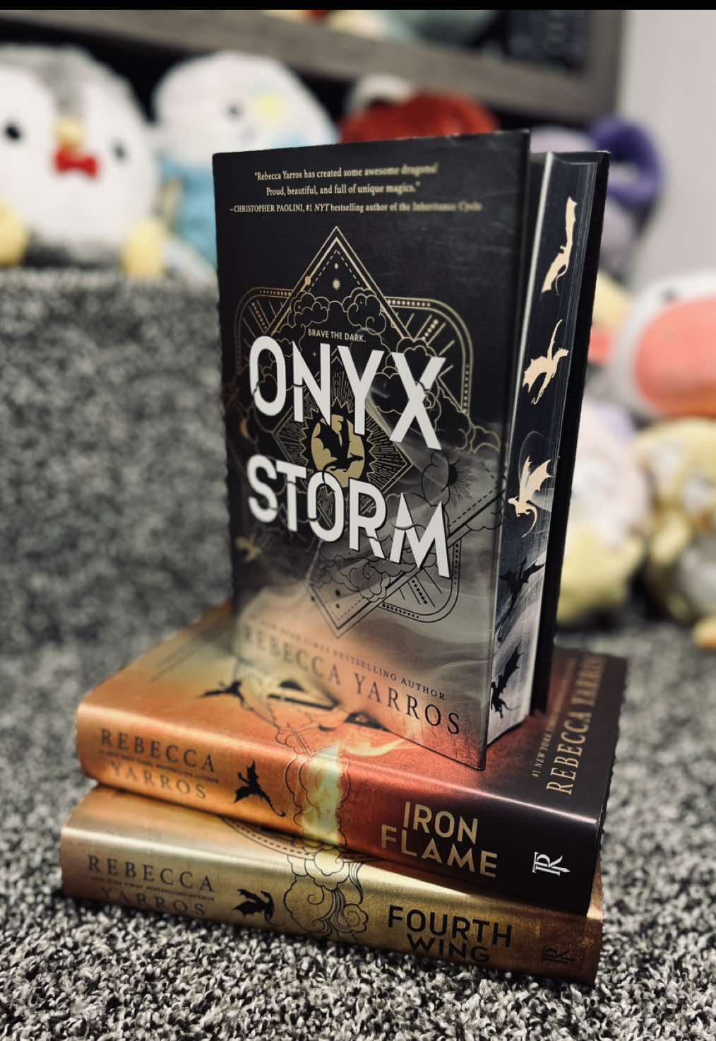 I may have not survived the great Onyx Storm Target exclusive war, but I won the Amazon preorder war! 🥂 #onyxstorm #fourthwing #ironflame #rebeccayarros 