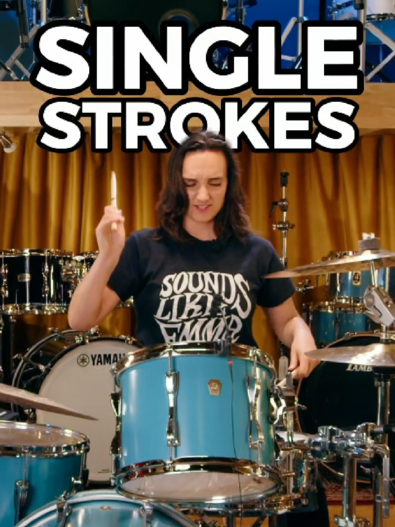 Single strokes – probably the ONLY rudiment you need 😉. Ok, maybe not the only one, but it’s definitely the first one you’ll want to learn. It’s the foundation of everything, so let’s get you started! Want to level up your drumming with personalized guidance? Click the link in my bio to book a Free 1:1 lesson with one of our pro drum teachers! #learndrums #drumlesson #drumlessons #drummers #drummergirls