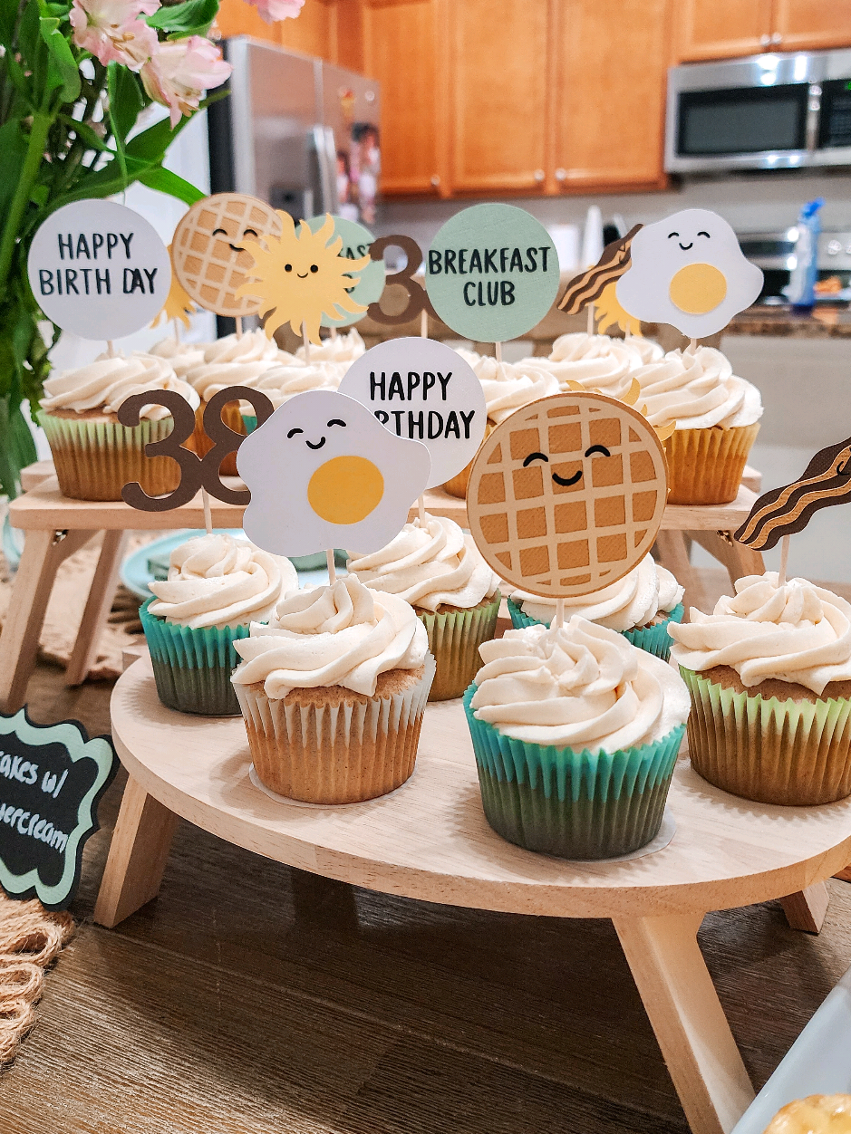 We celebrated my hubbies birthday and I DIYed every detail of his celebration. (ad) Ofcourse I used my @cricut and honestly it was by far the easiest and most memorable project yet. I wanted to do a Breakfast Club theme and it turned out exactly how I envisioned it. I created 3 banners, Cupcakes toppers, the food labels, and the details in the flowers. I even created the sun cutouts to place on the plates for an extra touch. His facial expression meant the world to me and the girls. If you have been thinking of getting Cricut, this is your sign to get one. It is exactly what you need to turn any moment into a sentimental one. #cricutmade #cricut  #cricutprojects  #birthdayparty  #brunch  #brunchideas  #brunchtime  #breakfastideas  #breakfastclub  #birthdaypartyideas  #cupcakesoftiktok  #birthdaypartydecor  #diypartydecor  #diyparty #MomsofTikTok  #momlife  #momsover40 