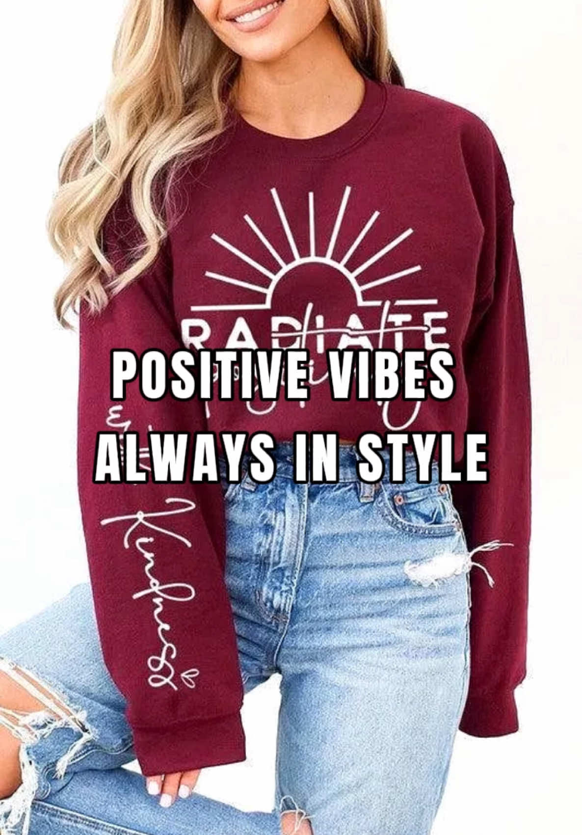✨ Radiate Positivity in Style! ✨ Stay cozy and spread good vibes with our Graphic Fleece Sweatshirt! 💛 🛍️ Shop Now #JessizBoutique #RadiatePositivity #CozyStyle #stylewithconfidence #StyleThatEmpowers #somethingforeveryone💕 #onlineboutique 