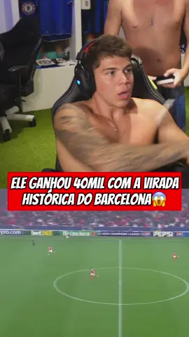Ele ganhou 40k com a virada do Barcelona  #gabriellaranjeira #barcelona #apostaesportiva #futebol 
