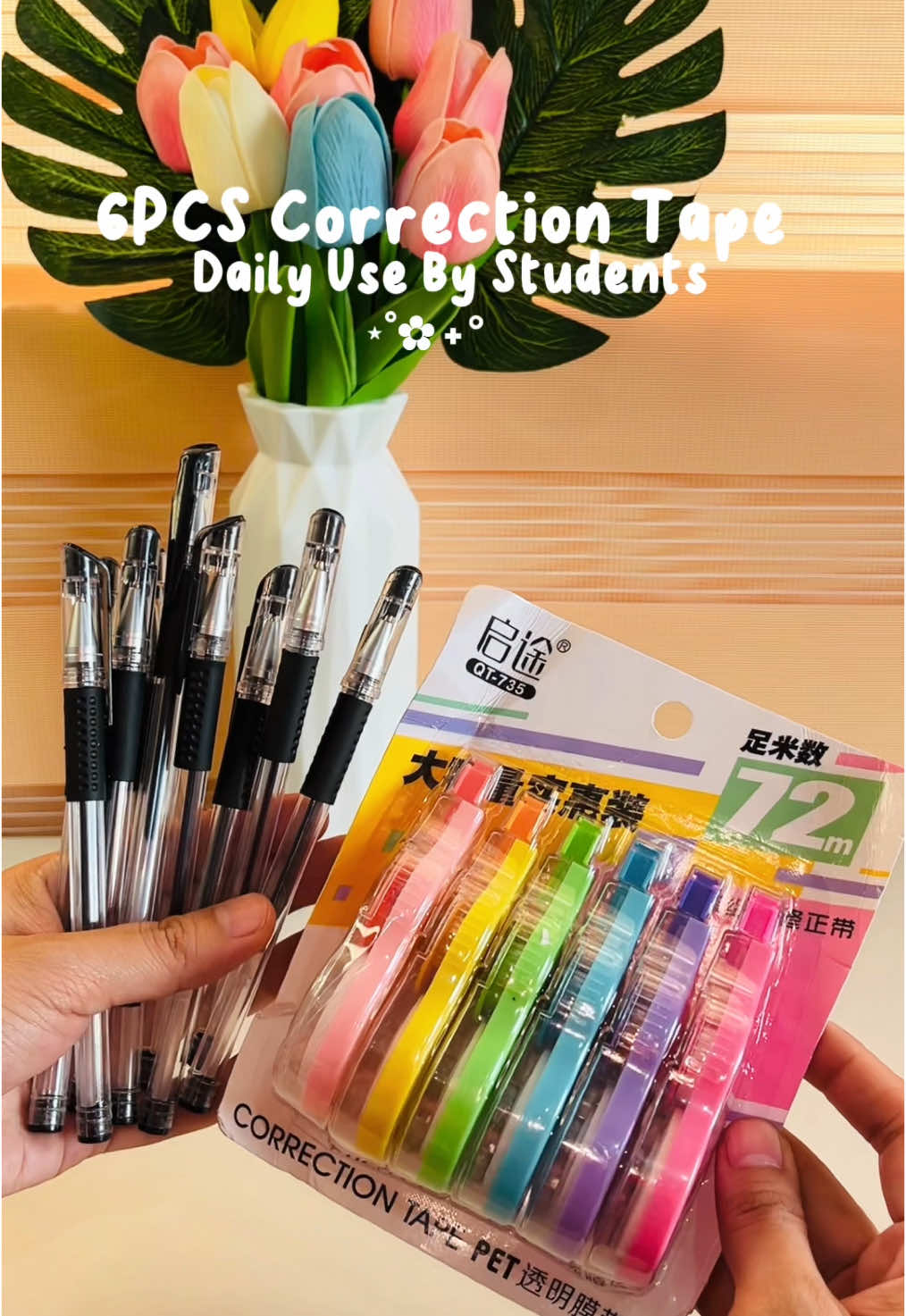 6Pcs correction Tape with free Ballpens! #correctiontape #schoolsupplies #backtoschoolsupplies #student 