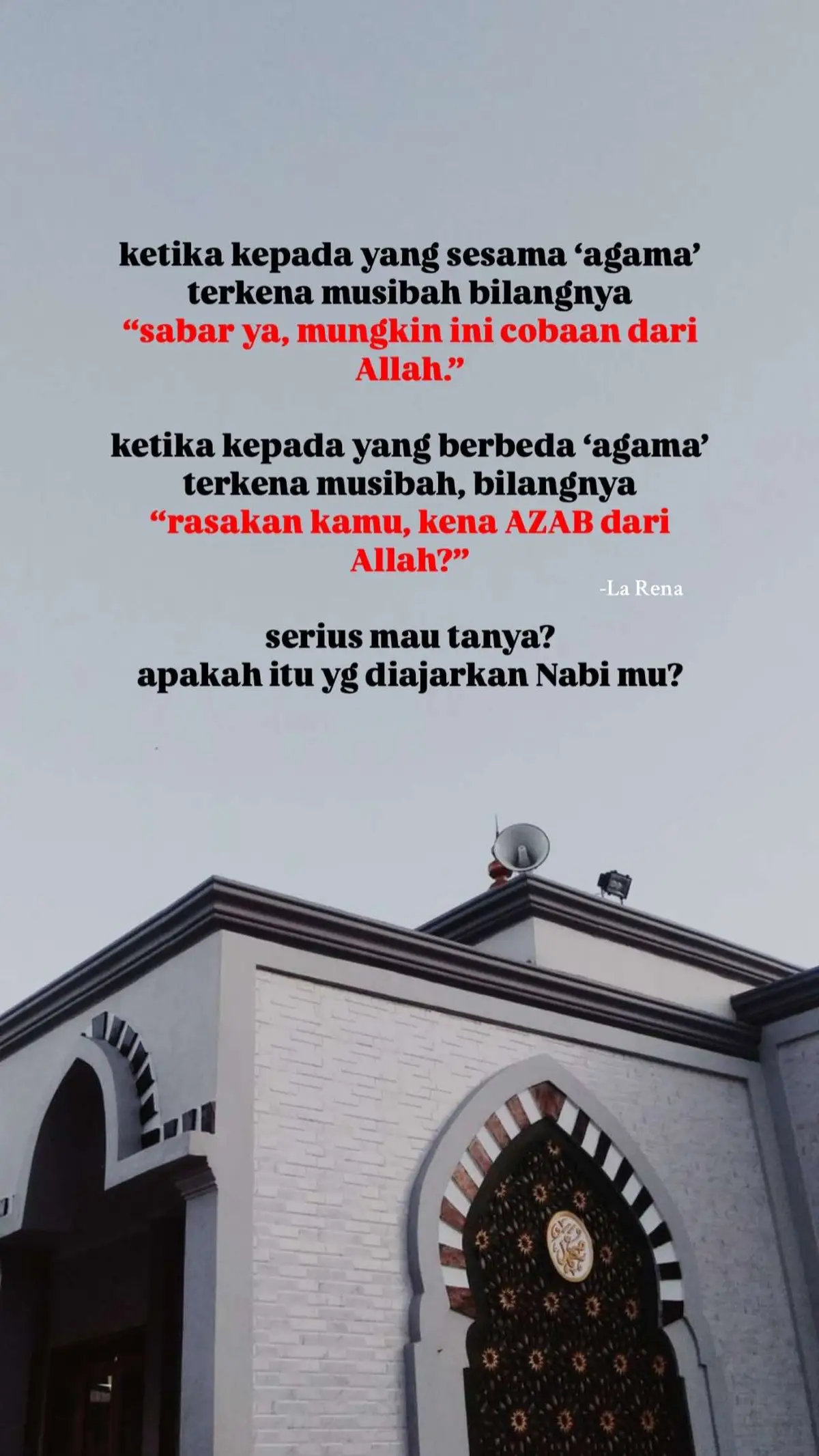 🕊️💕Aku yakin semua agama mengajarkan empati, nabi juga membawa cinta kasih, jika kamu tidak berempati dan tidak ada cinta kasih, siapa yg kamu sembah sebenarnya? Tuhan atau Egomu? semoga kita  semua berkesadaran #spirituality #spiritual #spiritualawakening #spiritualawareness #spiritualjourney #agama #doktrin #dogma #islamituindah #religion #karma #azab #neraka #surga #unconditionallove 