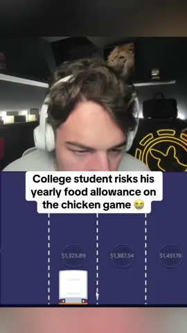 College student risks his yearly food allowance on the chicken game 😭 #kickstreaming #crossyroad #fyp #viral 