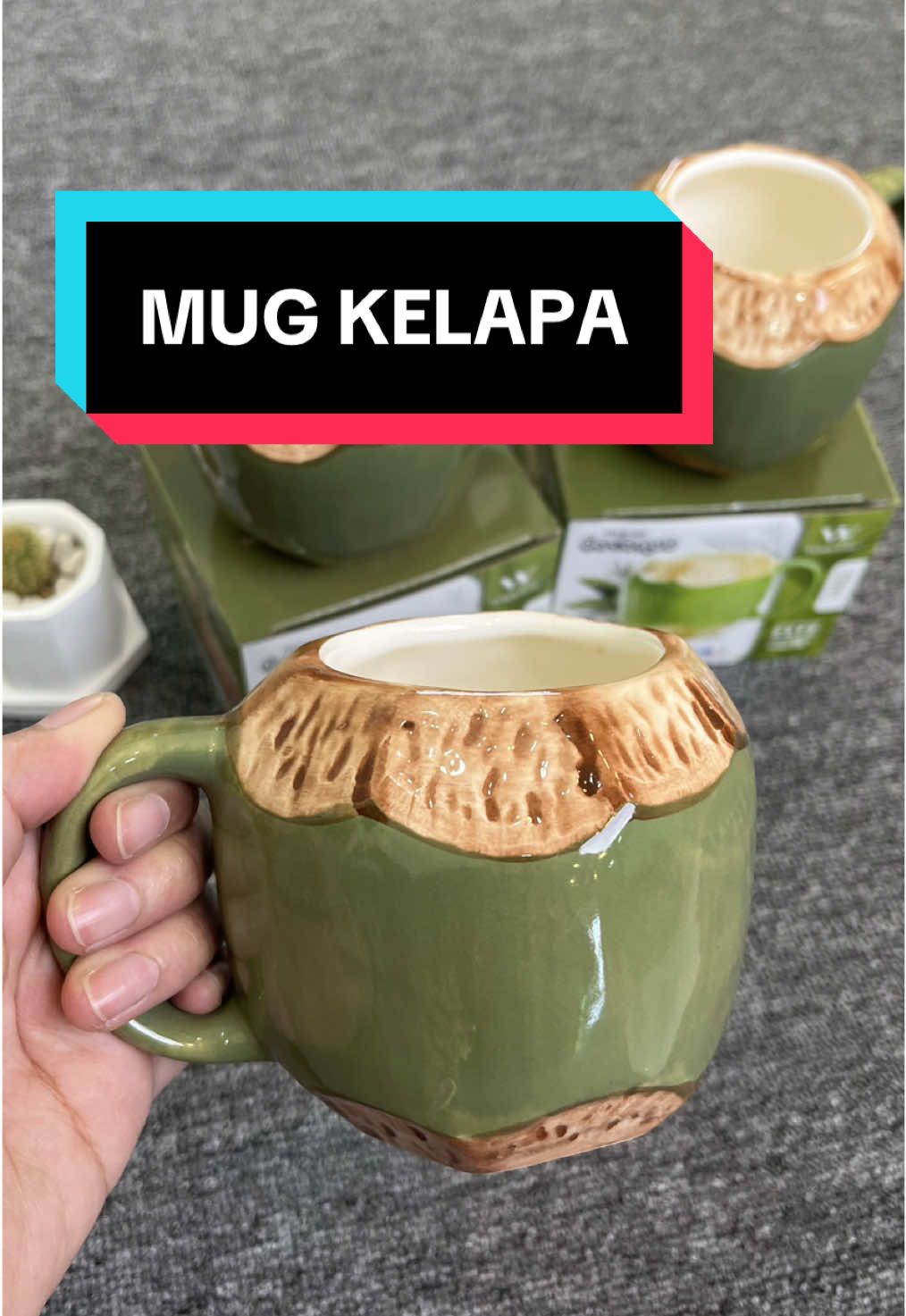 mug keramik bentuk kelapa muda (coconut) 🥥✨ order cek keranjang kuning yaa~ #mugaesthetic #mugcantik #fyp #gelasaesthetic 