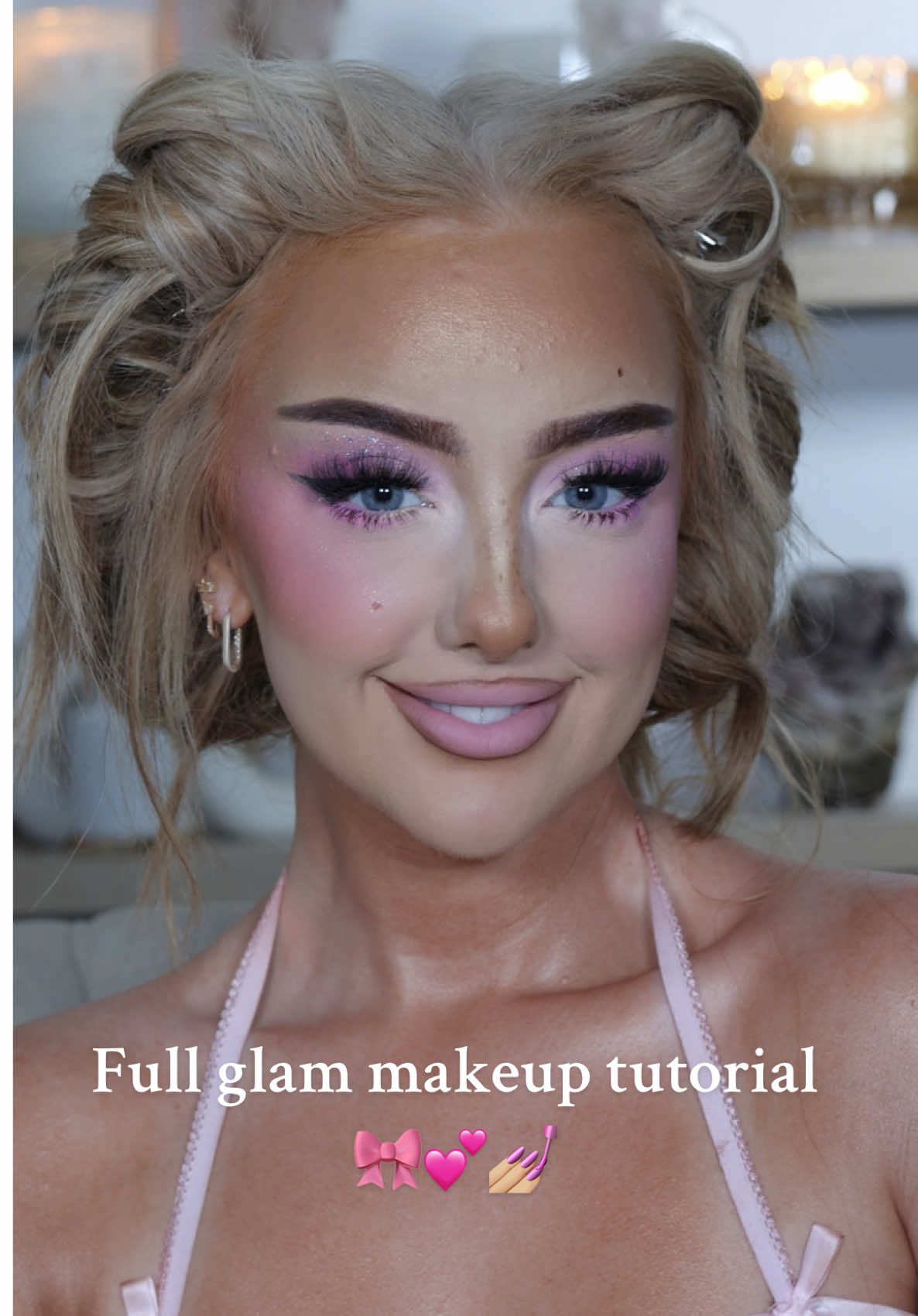 Pink makeup tutorial | Save for your next full glam 🩷🐷🎀 Products -  Fyne bronze instant tan glow @Fyne Cosmetics  Bellamianta x maura giggings @Bellamianta instant tan HNB concealer for eyes @HNB Cosmetics  Tatcha dew skin cream available at space nk @Tatcha @SPACE NK  JCT bronzer duo @Jordana Ticia Cosmetics  Bperfect x Stacy Marie carnival @BPerfect Cosmetics  FYNE glitter pallet  MBM brownie points liner @madebymitchell  Benefit bad gal bang mascara @Benefit Cosmetics UK  JCT & HNB again for base  Makeup by Mario foundation @makeupbymario available at @Sephora UK  MBM colour blursh case Glow hub glow balm @Glow Hub #ukmakeup #makeuptutorials #pinkmakeup 