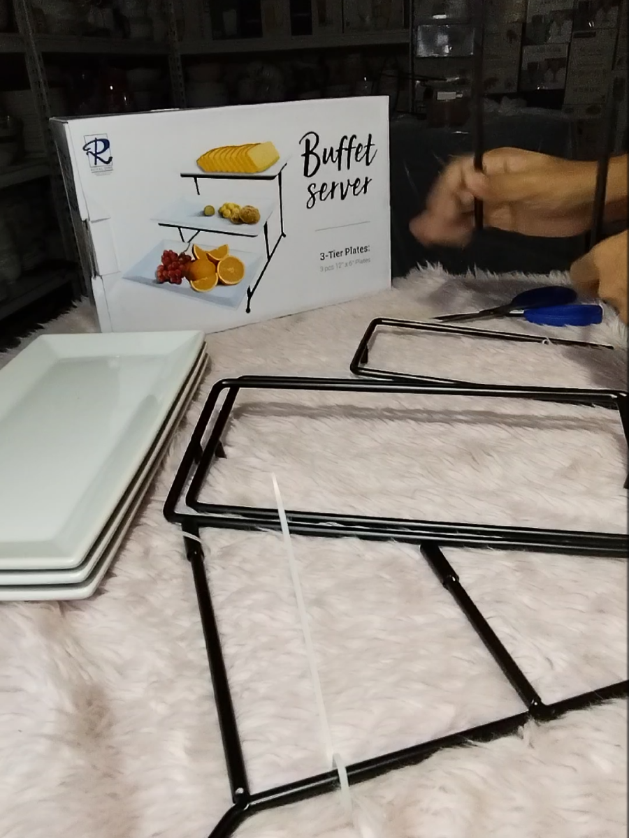 Royal Dine 3 Tier Rectanular Porcelain Serving Plate With Rack. #glassware 