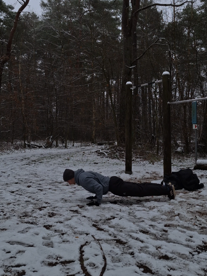 Winter workout 🤍 #motivation #discipline #outdoorworkout #pullups #pushups #forestvibes #winterworkout #wintervibes 