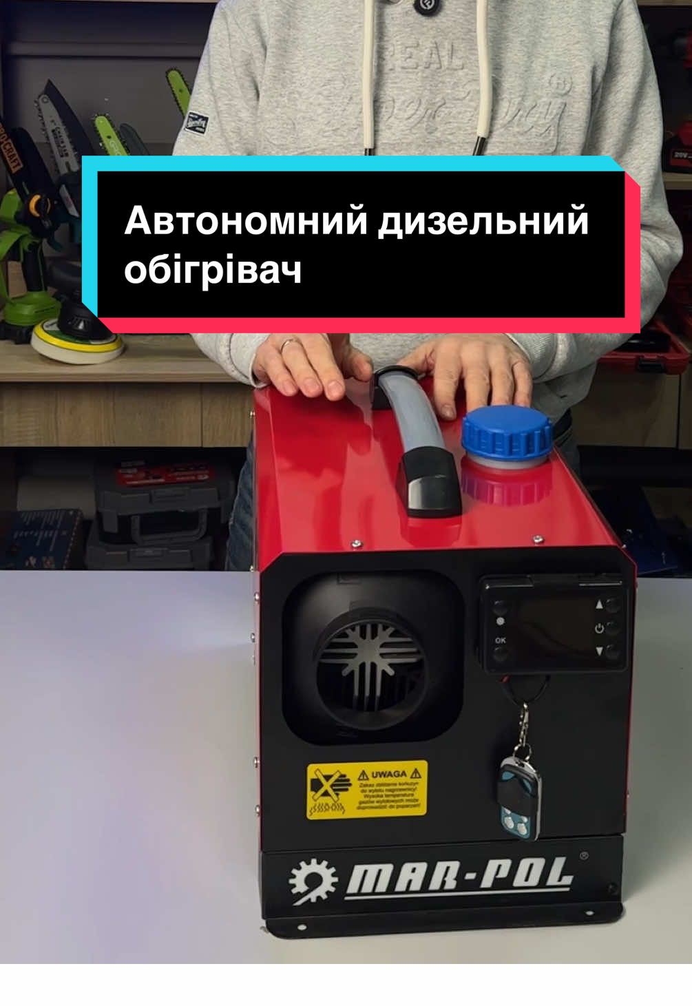 Автономний обігрівач дизельний WEBASTO 12В 8 кВт MAR-POL M80950 Ціна 6099 грн Замовити можна написавши повідомлення в ТікТок або за номером 099-035-19-75. Дзвінок, Viber Інноваційний обігрівач із закритою камерою згоряння для комфортного обігріву будь-яких приміщень. Працює на дизельному паливі чи пічному маслі, має два режими роботи, включаючи автоматичний із контролем температури. Оснащений дистанційним пультом керування для зручного використання. Основні характеристики: 	•	Живлення: 230V/50Hz (AC) або 12V 15A (DC) 	•	Потужність: 8000 Вт 	•	Тип палива: дизель, пічне масло 	•	Розміри: 25 х 41 х 31 см 	•	Тихий режим завдяки шумоізоляції 	•	Закрита камера згоряння для уникнення запаху Особливості: 	•	Автоматичний контроль температури 	•	Таймер для програмування часу роботи 	•	Ефективний обігрів із зменшенням вологості 	•	Фільтр повітря для захисту від пилу Комплектація: 	•	Обігрівач 	•	Дистанційний пульт 	•	Фільтр повітря 	•	Труби для гарячого повітря та камери згоряння 	•	Шумоізоляція 	•	Монтажний комплект #вебасто #обігрівач #webasto #обігрів 