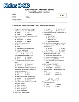 Bismillah... STS 2 PAI KELAS 3 SD #sumatiftengahsemester2 #pai #kelas3 #BimbelFaRiza