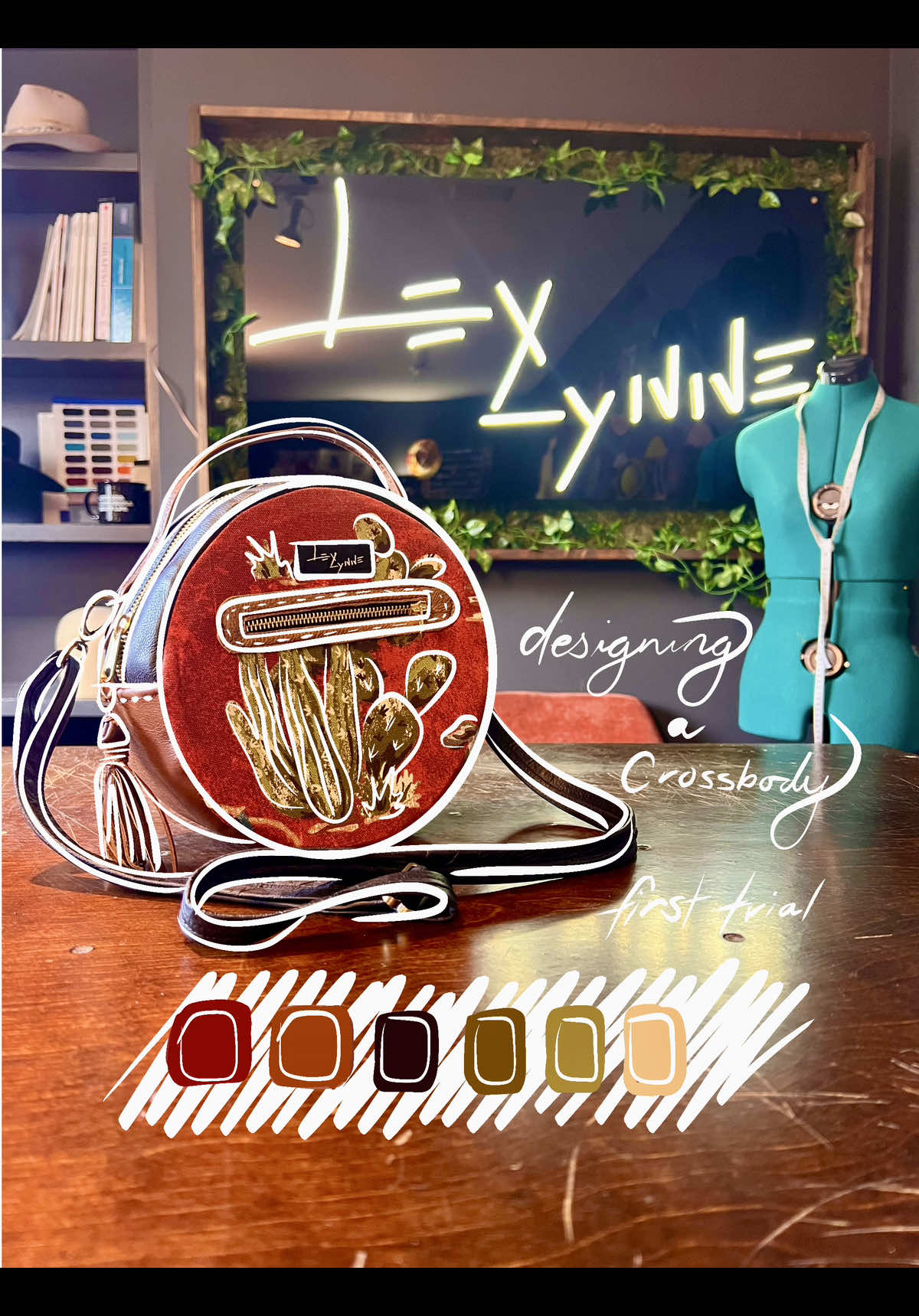 The other weekend, I got my hands back on something I used to do all the time… a sewing project! I started sewing from a young age with minor projects and continued all the way through college earning a degree in Fashion Design. Now it’s been awhile since I’ve really been this deep in a sewing project, but this was my first attempt at this cute little cross body. It’s certainly not perfect, but it’s functional and still a cute statement for a sample in exploring designs, colorways, patterns, and just having my hand on a real product. With that being said, I’m exploring the world of accessories and I would love to hear from YOU, about what you would want to see. You all have inspired me so much and your voice in the comments means more than you know. So tell me, what would you want to see? Wear? Explore? PS. More to come 😉 #handbag #DIY #diyfashion #fashiondesigner #accessorydesigner #westernfashion #westernstyle #creativeprocess #process #handmade #cactus #leather #leatherwork #leatherbag #countryfashipn #hatmaker #westernwear 