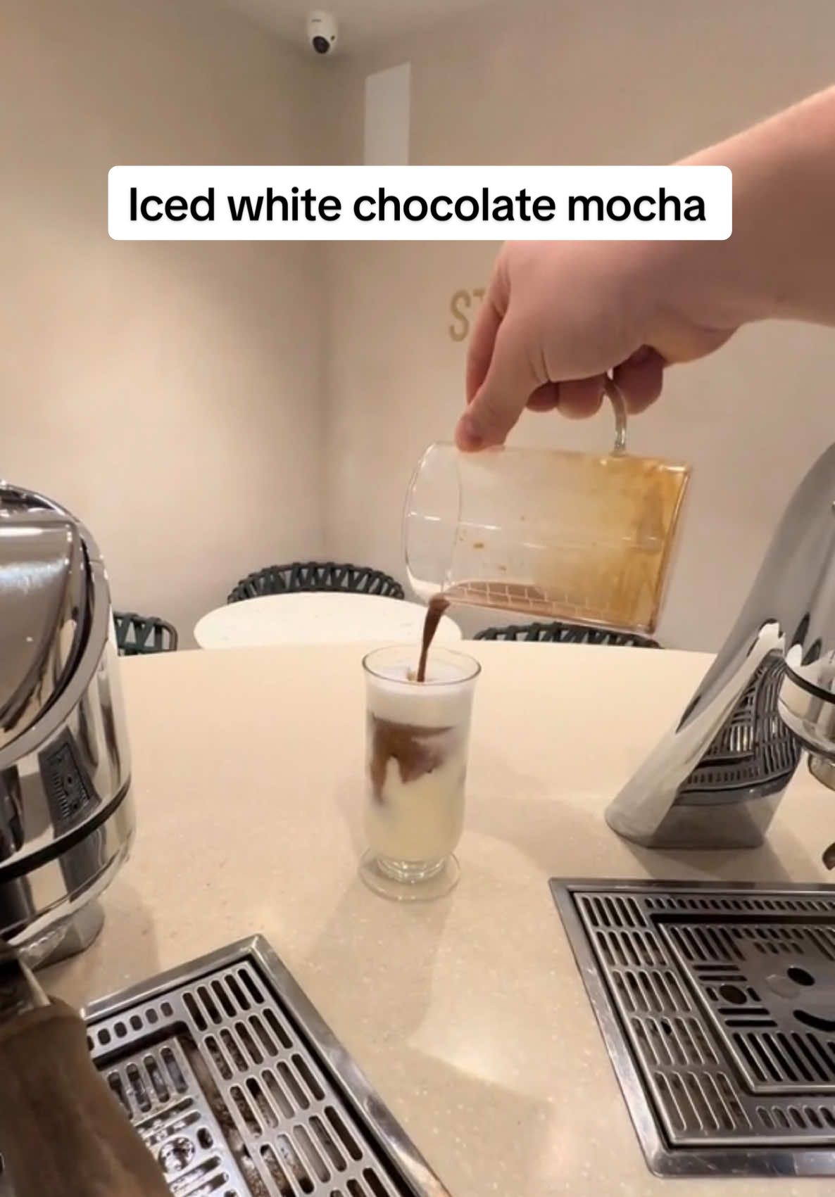 POV- Iced white chocolate mocha #barista #coffee #mocha #chocolate #whitechocolate 