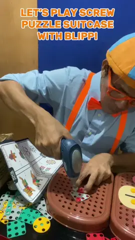 Lets play Screw Puzzle Suitcase with Blippi . Learn to make different animal shape and more! 🤩👏🥰❤️ #bearforyousurprisedelivery #mahiyaingmananayaw #blippi 