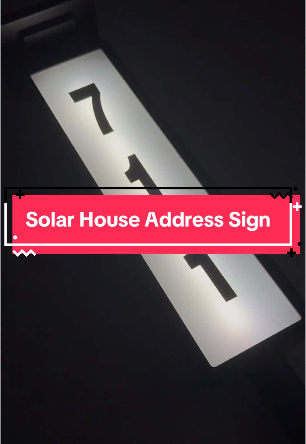 Solar House Number Sign with pole I got on TikTok.  #solar #solarlight #solarlights #solarlightsoutdoor  #solarhousenumber  #sign #housedesign #CapCut 