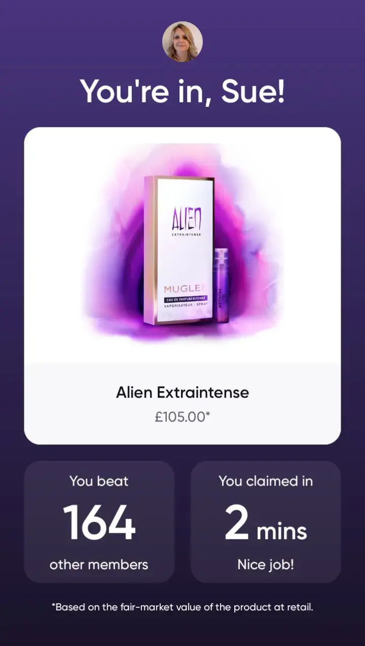 💙 INFLUENSTER 💙 💜 MUGLER 💜 💜 ALIEN EXTRA INTENSE 💜 Wow what a grab.  Looking forward to this one arriving I hope it's a full size  www.influenster.com/r/6678115 @influenster  @muglerofficial  #influenster  #mugler  #alienmugler  #alienmuglerextraintense 