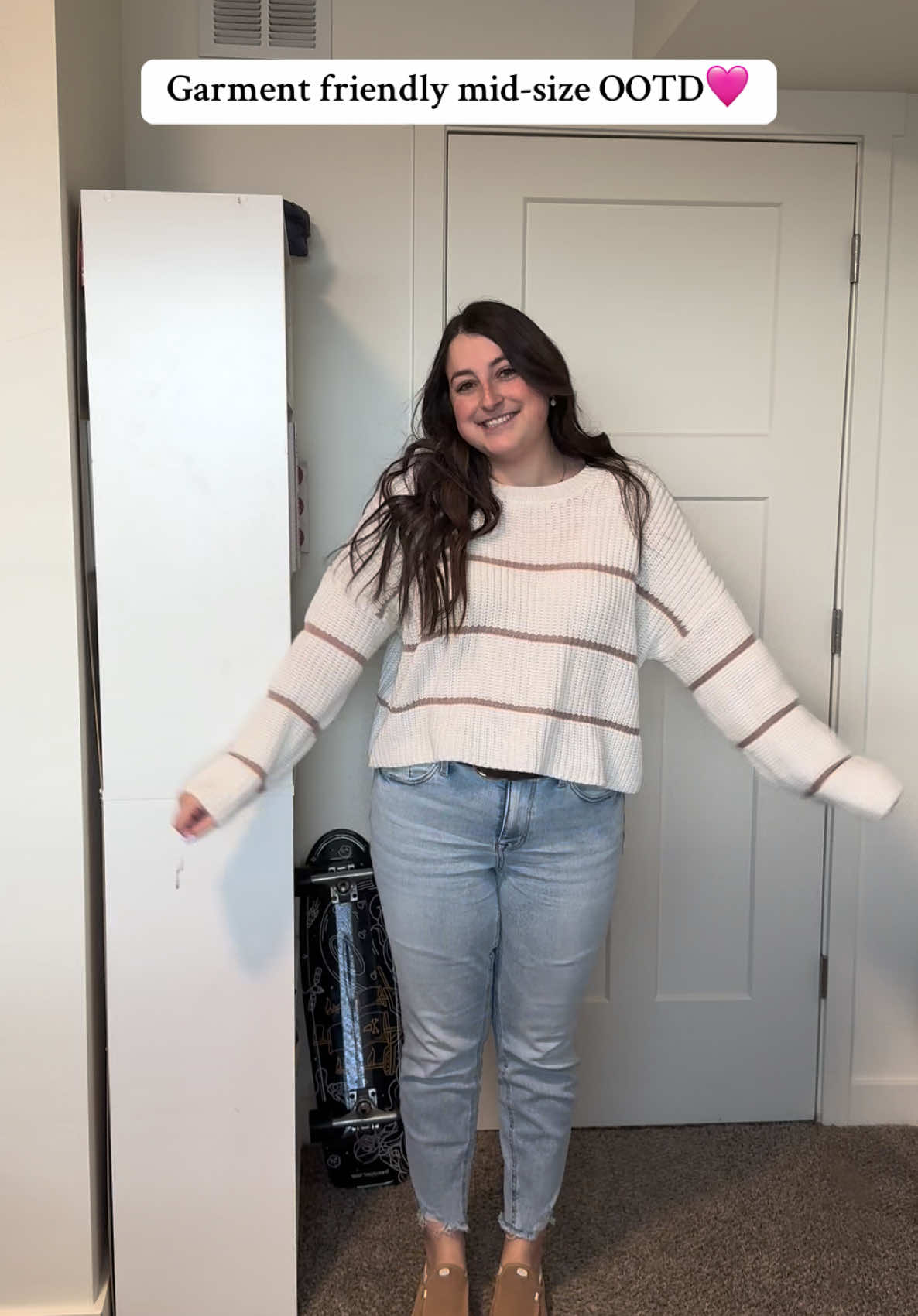 Tuesdays fit took me a 10 different shirts and 2 pairs of jeans to find something I actually wanted 😂  #OOTD #garmentfriendly #garmentfriendlyfashion #lds #cuteoutfits #outfitinspo #sweaterweather 