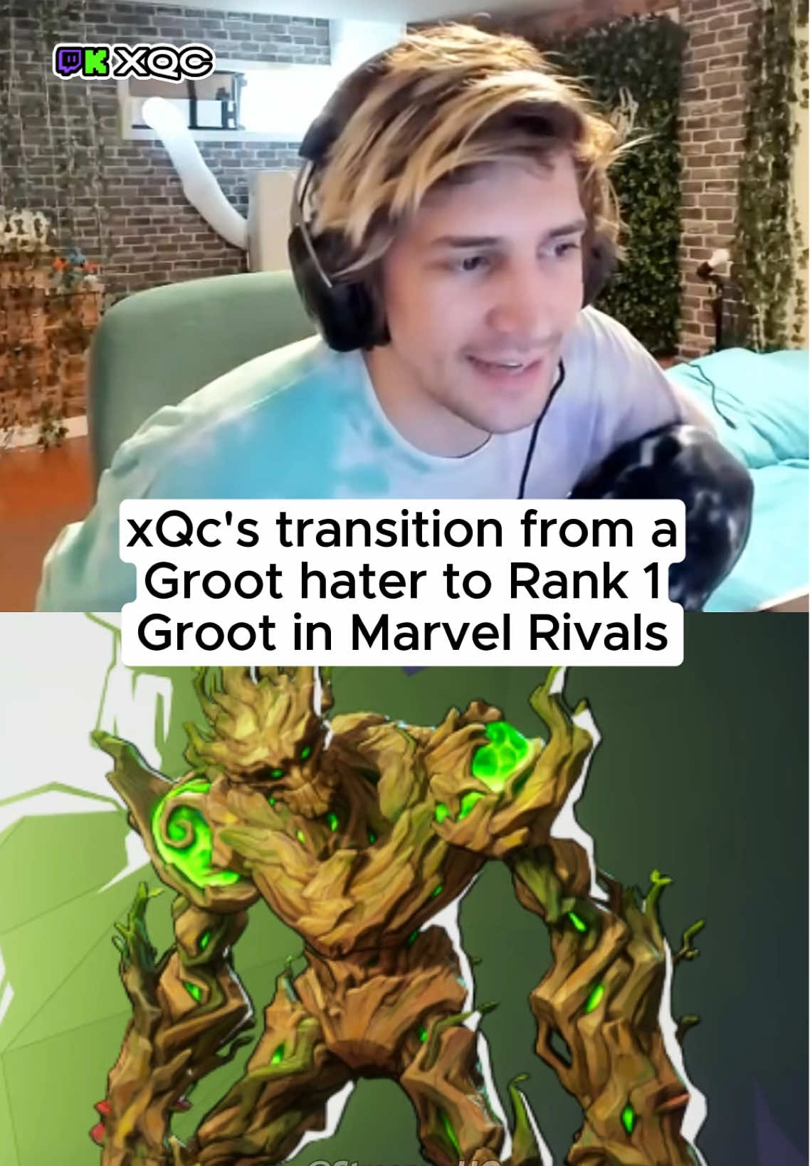 xQc goes from being a Groot hater to the Best at Groot in Marvel Rivals 😤🔥 #xqc #groot #marvelrivals #iamgroot #fyp 