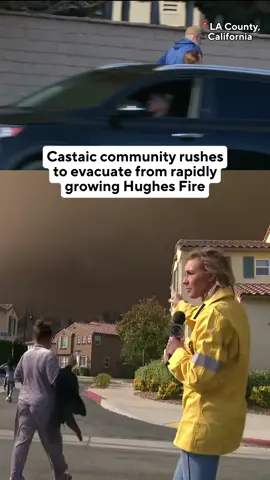 The Los Angeles County community of Castaic is evacuating as the Hughes Fire continues to grow Wednesday, exploding to more than 5,000 acres in less than two hours. Authorities have continued to expand mandatory evacuation orders and road closures as the blaze, which began near Castaic Lake, is primed to continue spreading. 