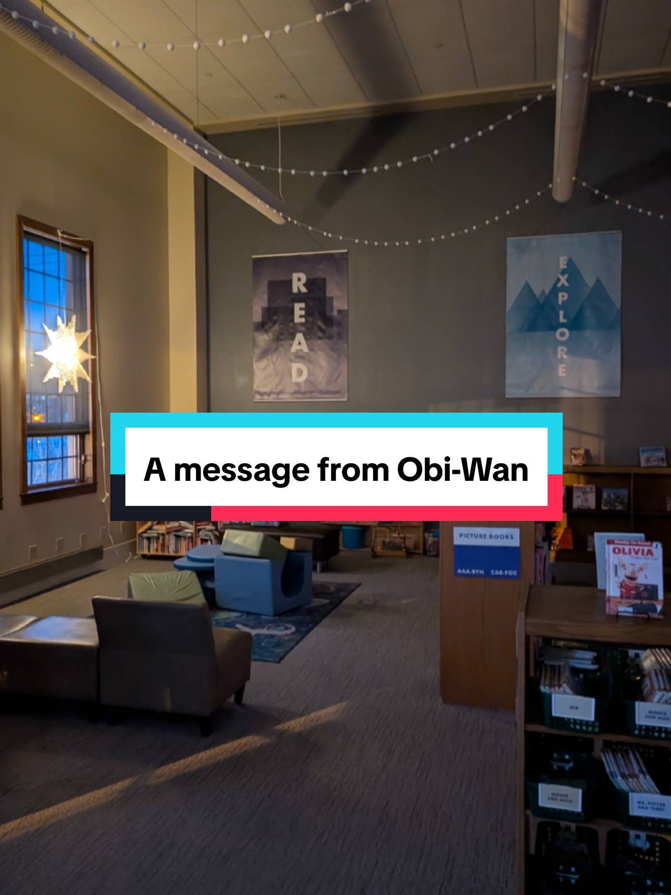 Sitting with a message from Master Obi-Wan Kenobi... #librariansoftiktok #librarylife #librariesoftiktok #librarian #librarians #librarytiktok #librarytok #libraries #library #BookTok #foryoupage #2025 #obiwan #jedi #starwars #hope #booklover #bookish 