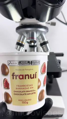 Franui no microscópio 😍 #franui #doce #chocolate #microscope #microscopio 