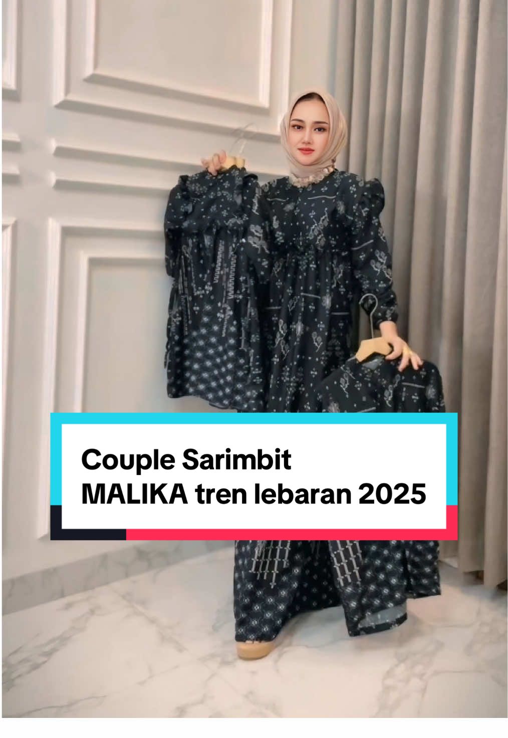 Set couple Lebaran 2025 malika dress Diskon Rp.62k #sarimbitkeluarga #gamislebaran2025 #couplelebaran #maxmara #gamis 