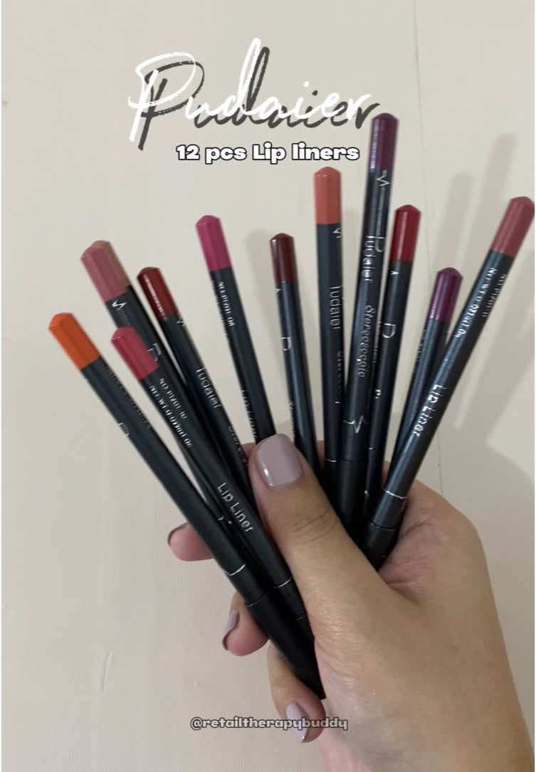 Achieve a stunning defined lips with the Pudaier 12-Piece Lip Liner Set. Waterproof, hydrating, and    easy to apply, these liners last all day and even double as eye liners. With 12 gorgeous shades, it’s a must-have for your beauty kit. #lipliner #lipliners #lippies #makeuptok #beautylips #beautifullips 