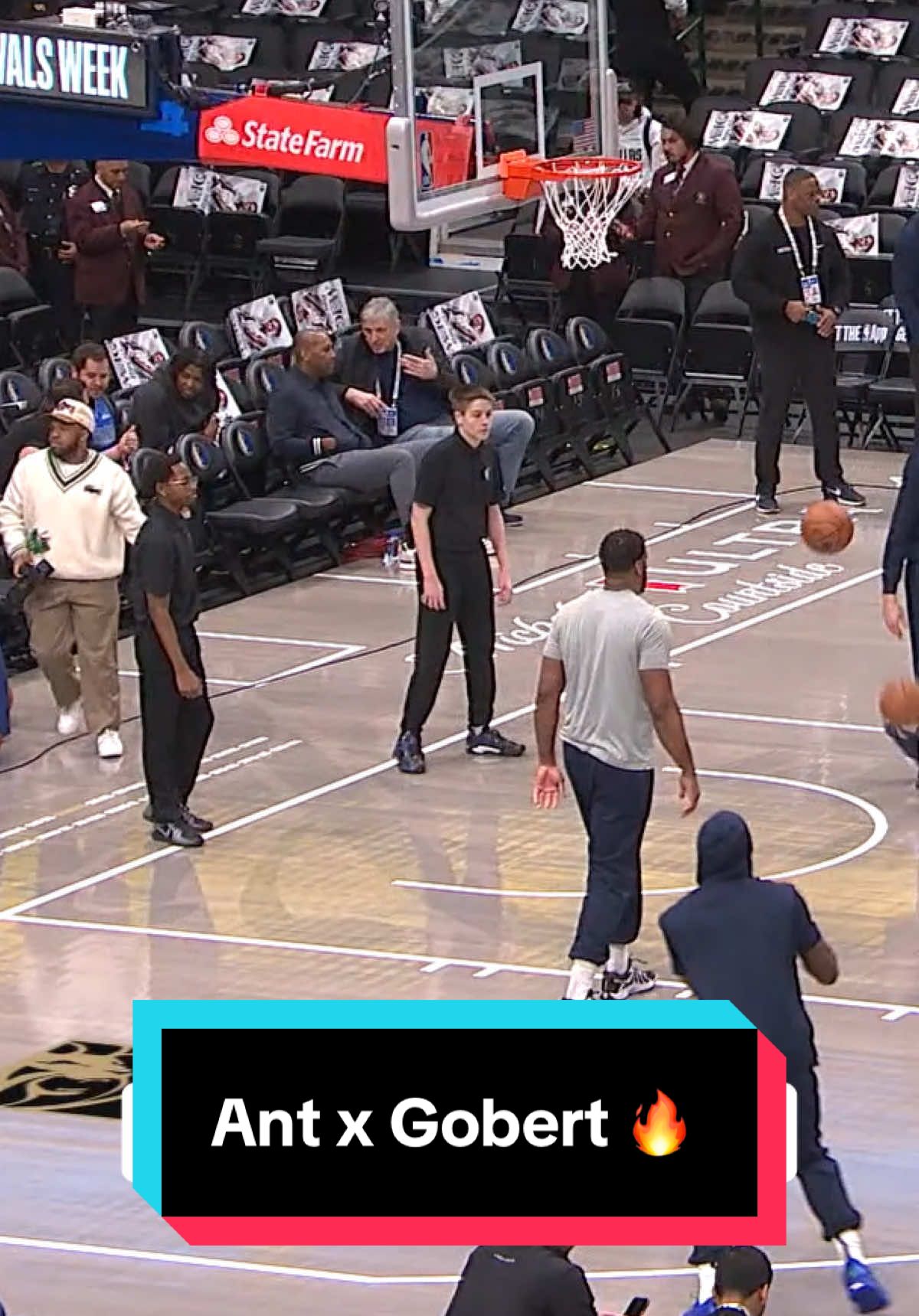 Ant & Gobert getting warm ahead of tonight 🤝 @BetMGM #NBA #NBAHighlights #Basketball 