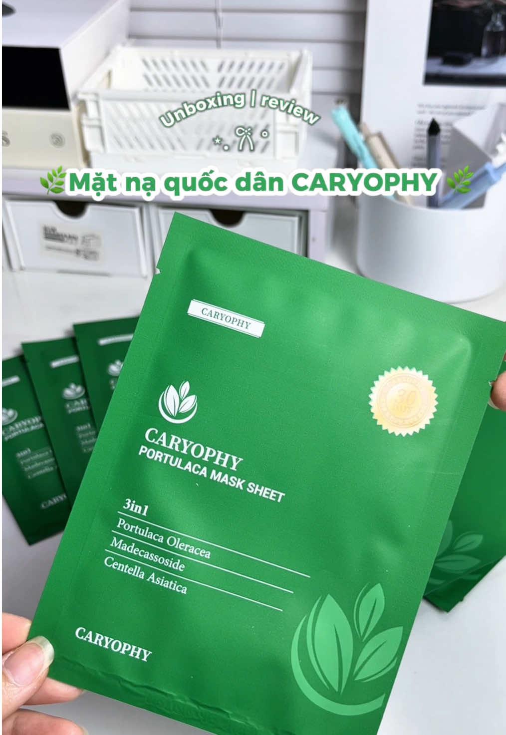 Chân ái mặt nạ làm dịu làn da bị đỏ do mụn của tui #xuhuong #unboxing #caryophy #matnagiay 