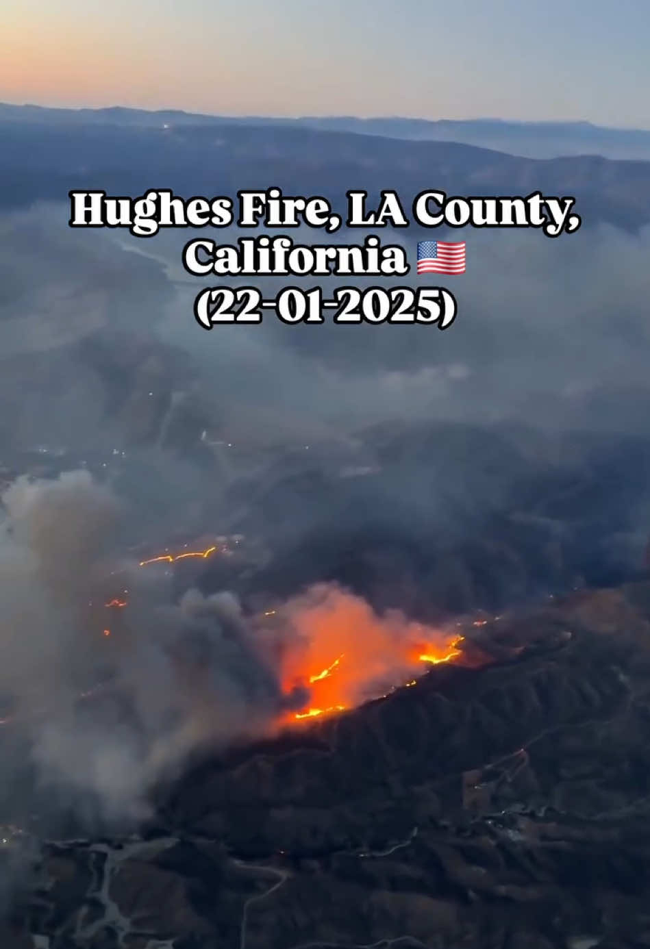 Part 25 : Los Angeles la latest fire updates . Today around 12pm 1/22/2025 a new fire started, California: The Hughes Fire is burning in Santa Clarita Valley and is now on 10,176 acres in just less than 10 hours and 14% contained. It's located in Los Angeles County near Castaic Lake.This is a fast moving fire durning Red Flag conditions. Large resource response underway, both ground and aviation. Stay alert and follow for latest updates. @tiktok_restored  #fyp #news #breakingnews #creatorsearchinsights #wildfires #fires #losangeles #losangeleswildfires #malibu #hughesfire #californiafire #lilacfire #newfire #clayfire #malibu_fire #palisadefiress #altadena #altadenafire #autofire #palisadefire 
