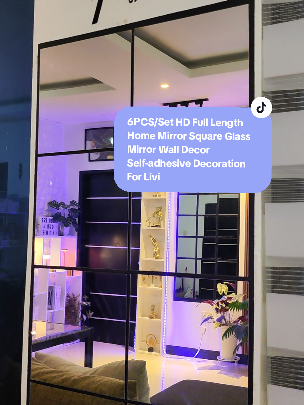 6PCS/Set HD Full Length Home Mirror Square Glass Mirror Wall Decor Self-adhesive Decoration For Living Room Glass #mirror #mirrordesign #homedecor #homemirror #mirrorglass #fulllenghtmirror #aestheticmirror #walldecor 