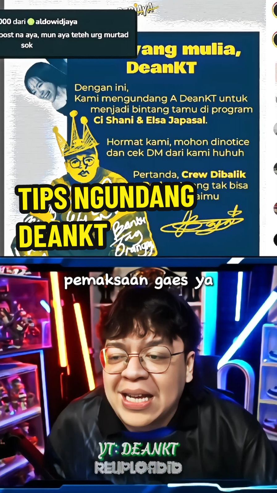 TIPS UNTUK NGUNDANG YANG MULIA PADUKA DEANKT 80% BERHASIL #fypシ #deankt #deanktnocounter #deanktreaction 