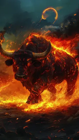 Fond d'écran animé 4K : Taureau en lave #ai #midjourney #wallpaper #taureau