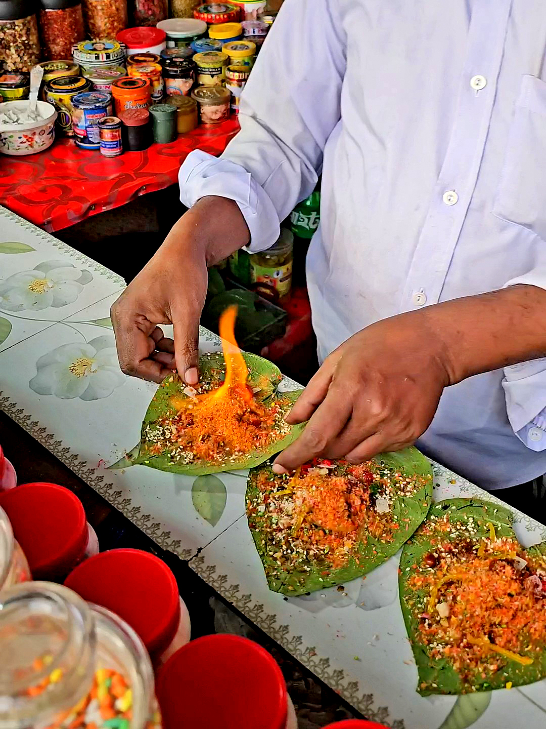 Amazing! Sweet Fire🔥Paan with 23 Unique Masala #streetfood #tiktokvlog #food #Foodie #paan #firepaan