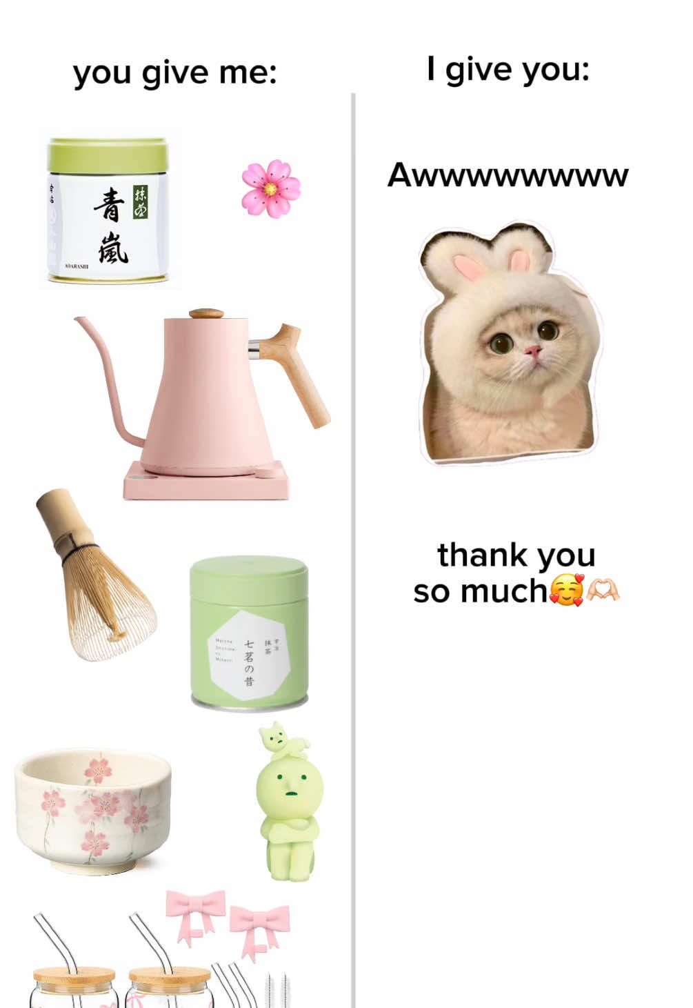 Ngl it’s gift ideas for your matcha girlies🫶🏻🌸 Save it for valentine’s day!!💕 #matcha #fyp #matchatok #fypシ #asmr #giftideas #matchagirlies #cat #pink #green #ValentinesDay #valentinesdaygift 