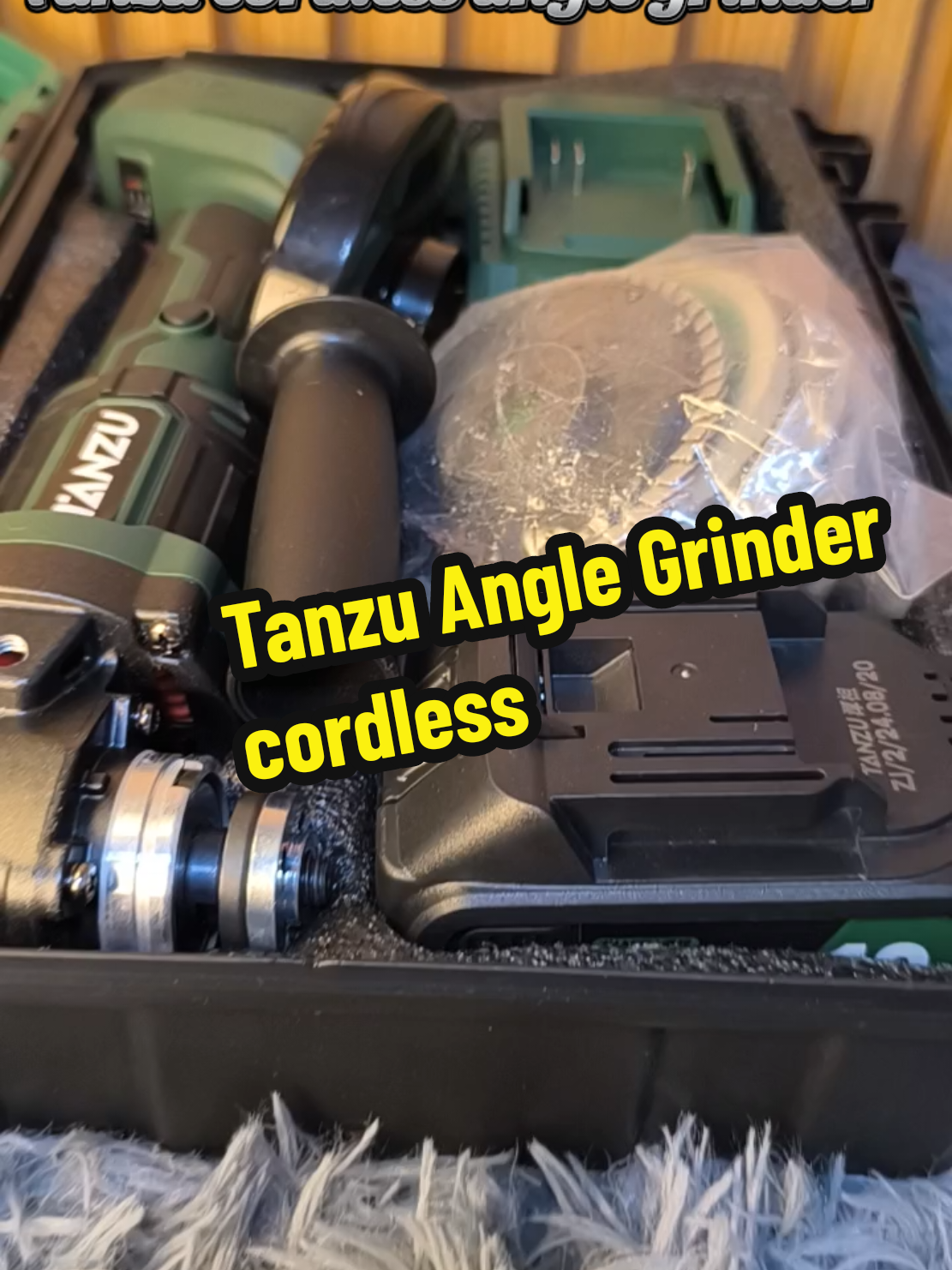 Tanzu cordless angle grinder with cutting disc charger battery plate guard safety handle hard box #tanzu #cordlessgrinder #fyp 
