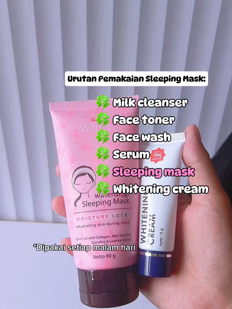 Membalas @nopnooppp25 Urutan pemakaian sleeping mask Viva #vivacosmetics #vivawhiteningcream #whiteningcream #flekhitam #sleepingmask #vivasleepingmask #urutanskincare 