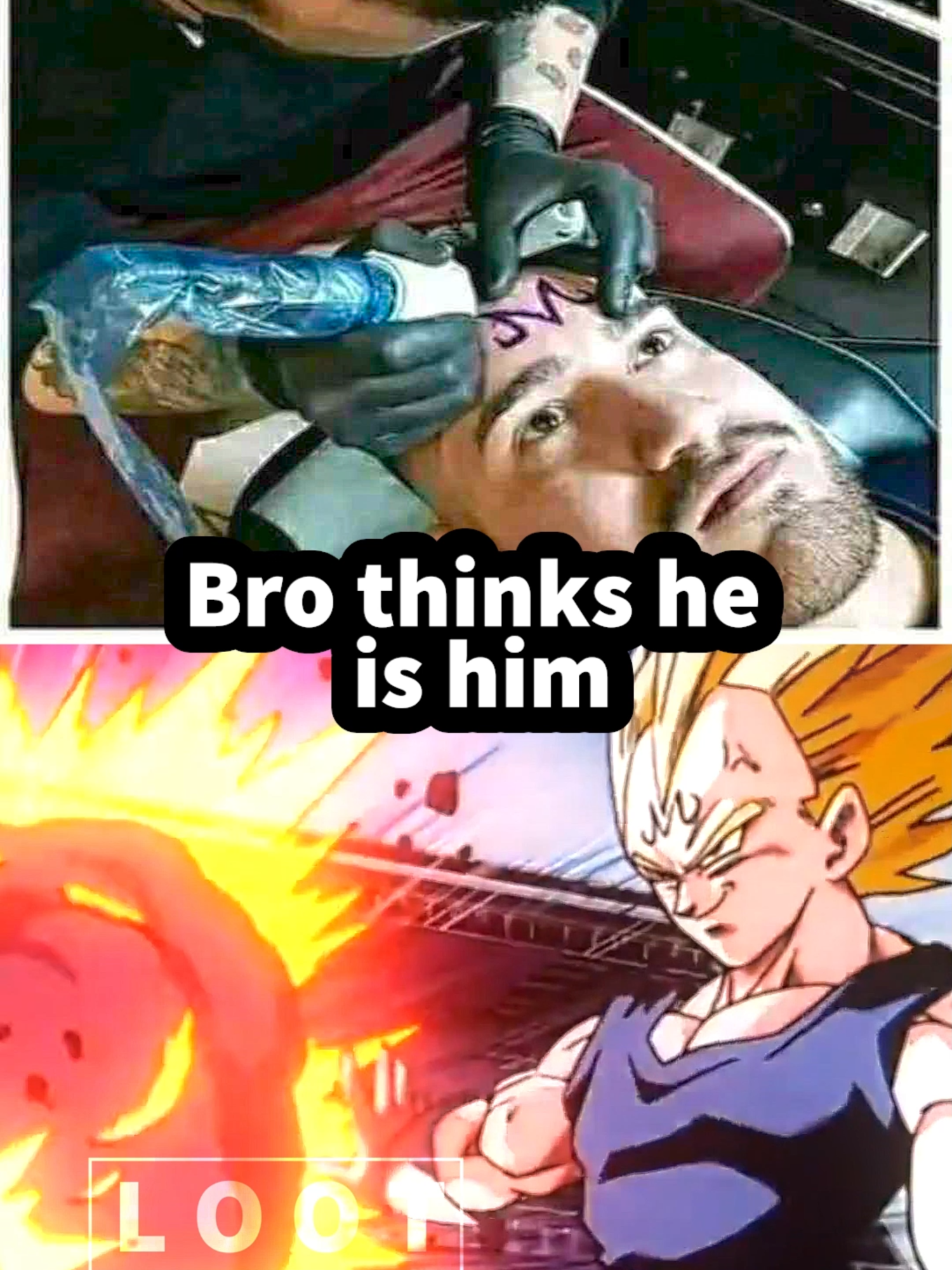All for his crush? 😭 ℹ️ This short meme video features a picture of a person getting a tattoo on his forehead, all for his crush. The reaction video is Majin Vegeta from Dragonball Z. 🎵 Song: dxnnyfxntom x Yeat - Lyfe [guitar remix] Edit by me. █▀▀ █▀█ █░░ █░░ █▀█ █░█░█ █▀░ █▄█ █▄▄ █▄▄ █▄█ ▀▄▀▄▀ #loot #meme #memes #shorts #dragonball #dragonballz #gaming #vegeta #goku #edit #funny #funnymemes