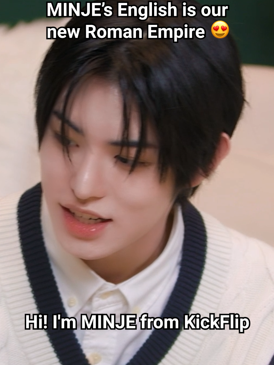 On repeat: MINJE speaking English 🔄 Watch K-pop Dream Squad w/ @kickflip_jype on hello82's YouTube channel #KpopDreamSquad_KickFlip #KickFlipxhello82 #KickFlip #hello82