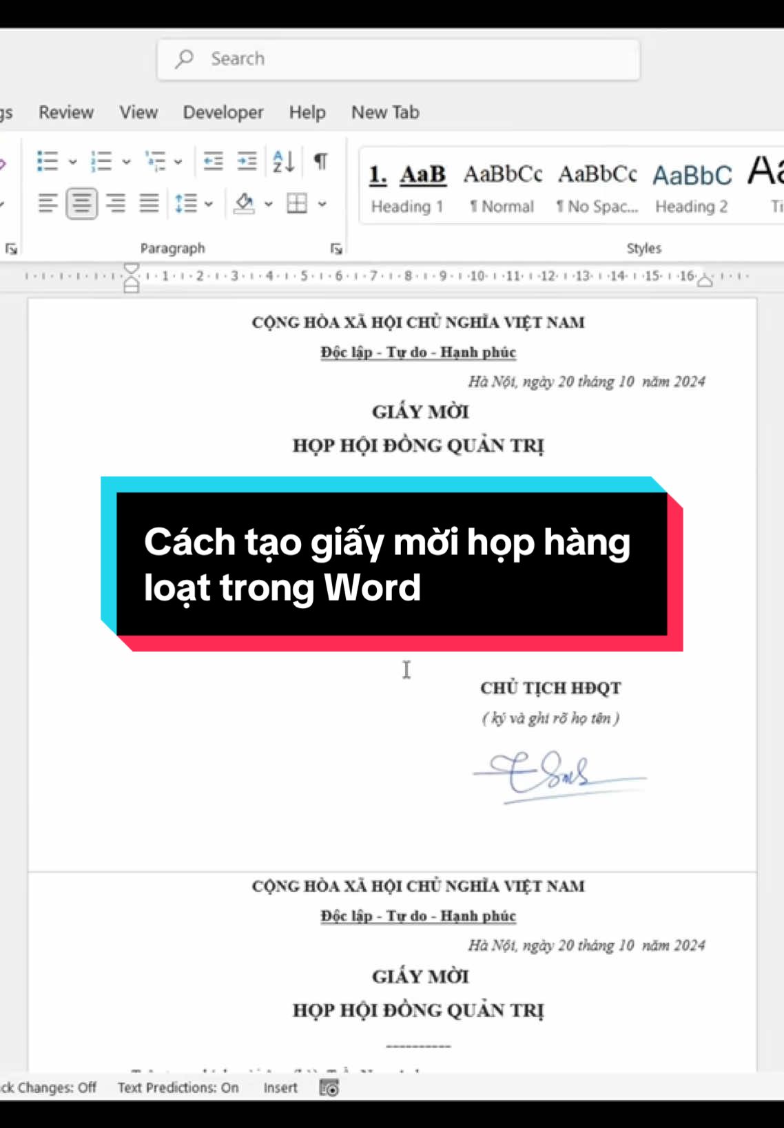Cách tạo giấy mời họp hàng loạt trong Word #excel #word #tinhocvanphong #sachtinhocvanphong #LearnOnTikTok 