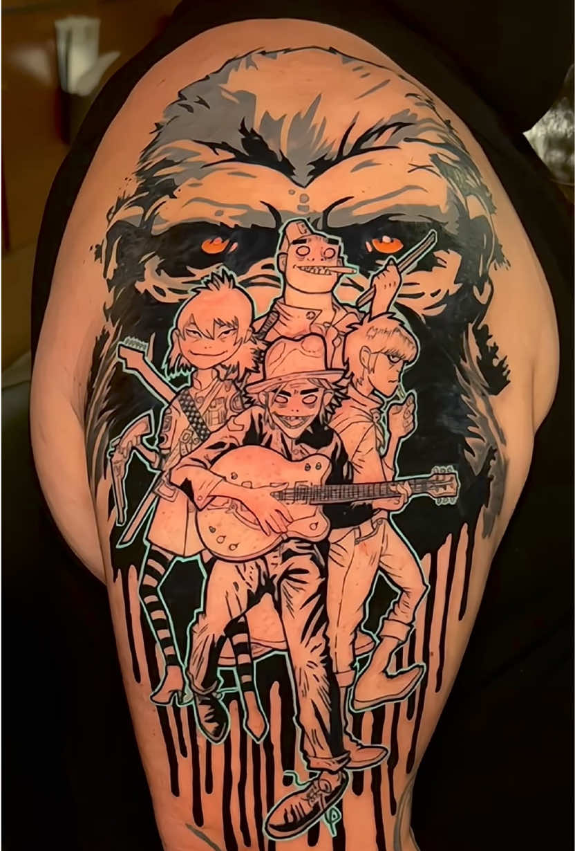🦍 Gorillaz🎵🎶🎼 #gorillaz #gorillaztattoo #tattooideas #tattooidea #lineworktattoo #blacktattoo #inked #bandtattoos #gorillazedit #blacktattoos #cooltattoos #cooltattoo