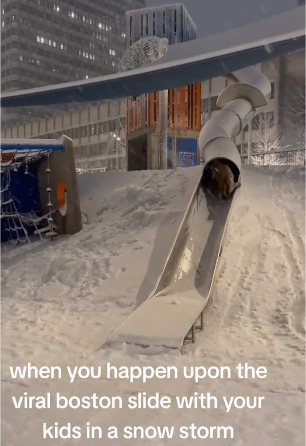 That Boston slide still putting up Wilt numbers 😭 (@user3689450501312) #boston #snow #slide #sledding 