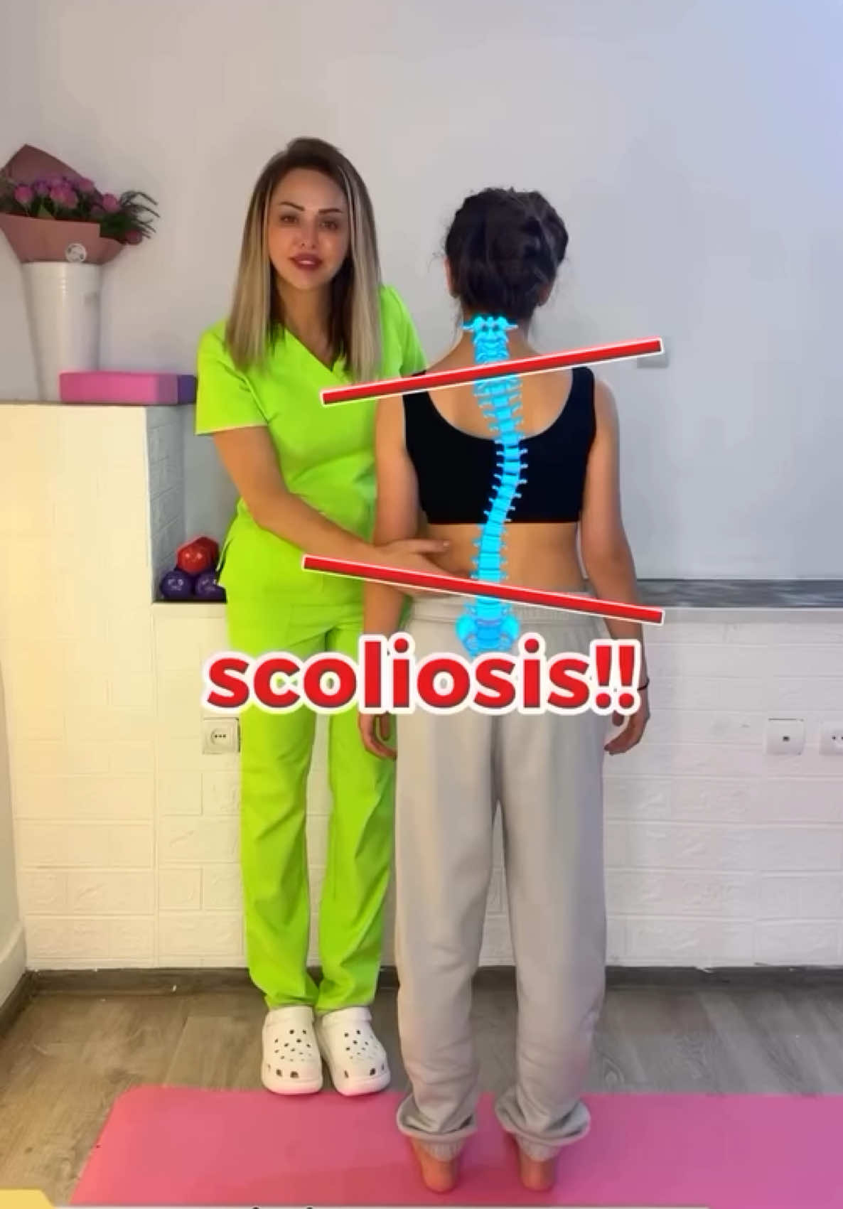 Uneven hips and shoulders? This simple exercise can help relieve tension and improve balance. For more videos www.verginiacenter.com #scoliosis #scoliosistreatment #scoliosisexercise #unevenshoulders #unevenhips #backpain #սկոլիոզ #الجنف