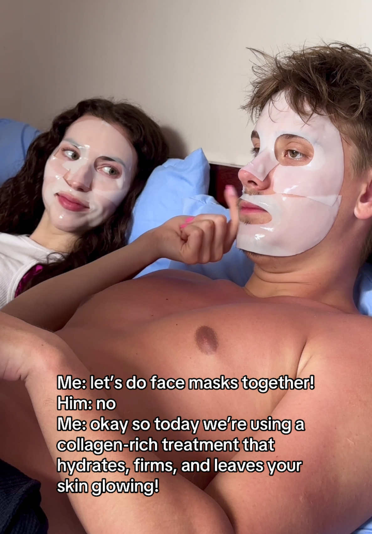 This is your sign to do face masks with your BF from @bonnie.lt (even if he’s not really into it 🤣) #biodancecollagenmask #biodance_collagen_mask #biodance #couple #facemask 