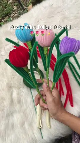 Replying to @Nikka The Oscar Fish Fuzzy Wire Tulips Tutorial 🌷✨ #tulips #fuzzywire #tulipsfuzzywire #fuzzywiretulips #fuzzy 