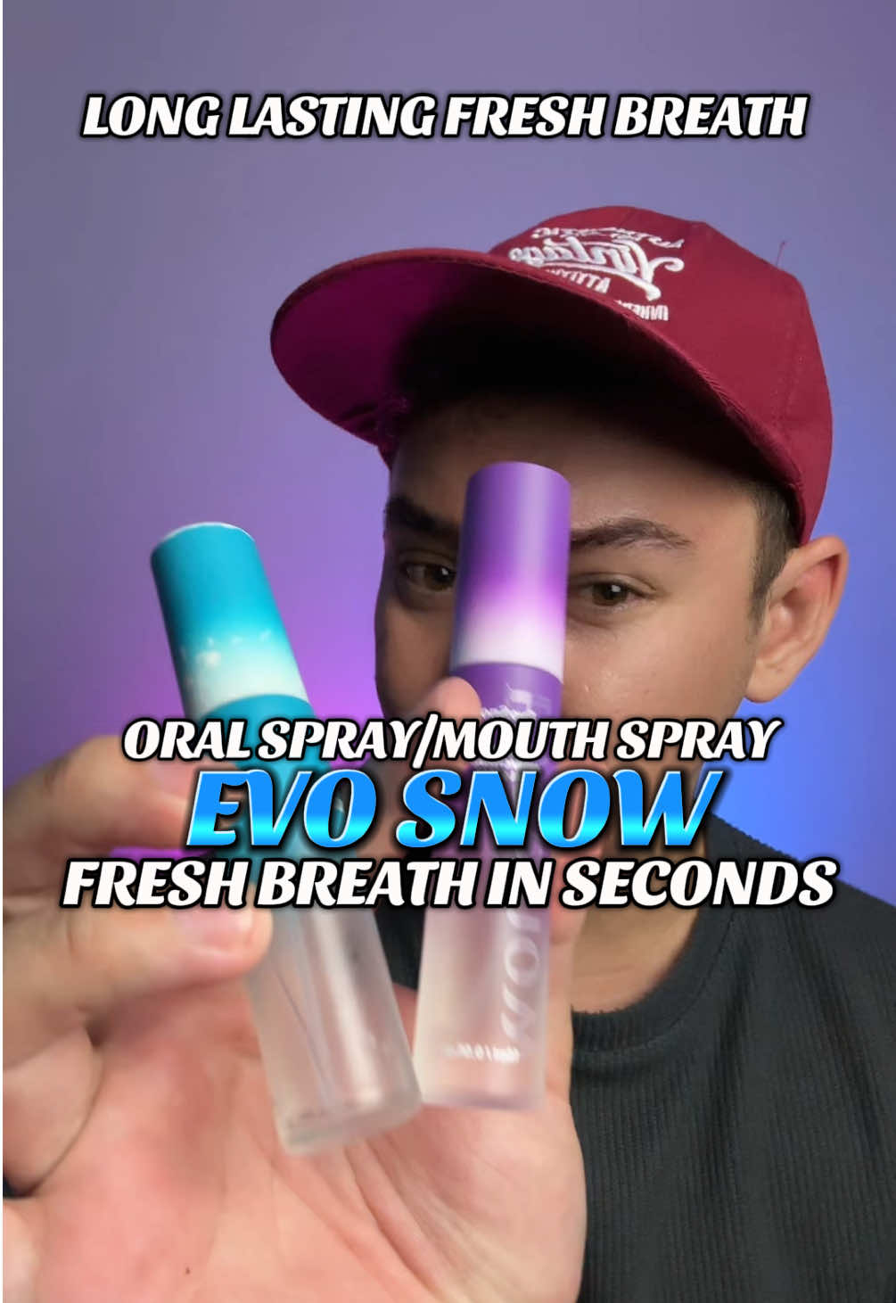 LONG LASTING FRESH BREATH - ORAL SPRAY FROM EVO SNOW 💜💙 #oralspray #oralcare #oralhygiene #mouthspray #fresh #freshbreath #badbreath #evosnowph #evosnow 