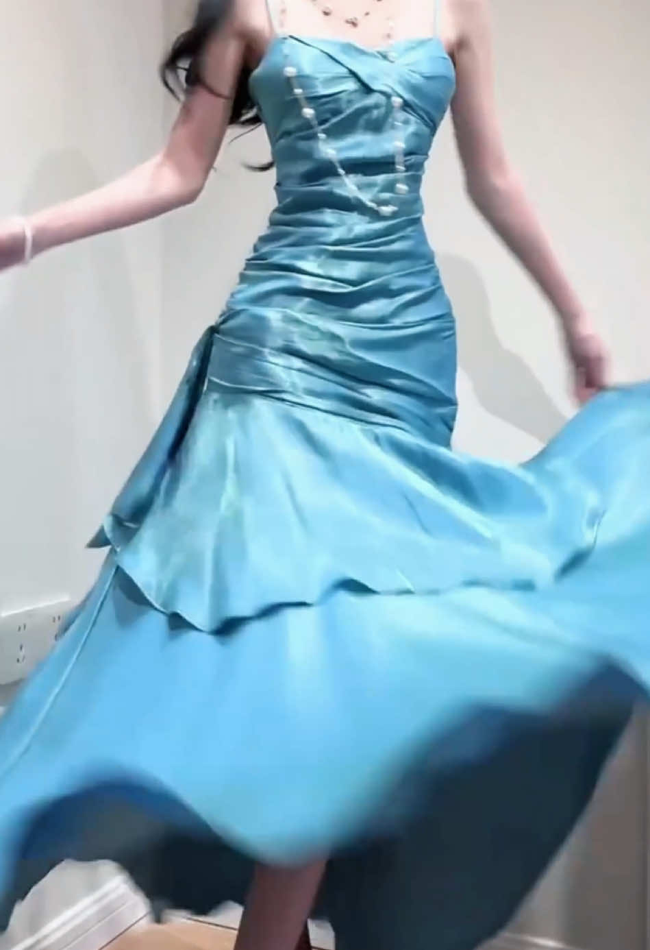 Pamela Enchanted Tiered Maxi Dress in Glacier Blue 🦋 #girlsoutfit #fashiontiktok #dressoutfit #dressoutfitideas #goddessvibes #eveningdress #outfitinspo #maxidress 