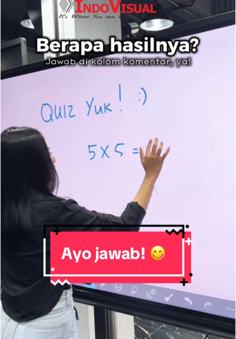 Yang bisa jawab jago nih! 😋🤗 #indovisual #smartboard #interactiveflatpanel  #papantulisdigital #sekolah #matematika #quiz #belajar #fyp 