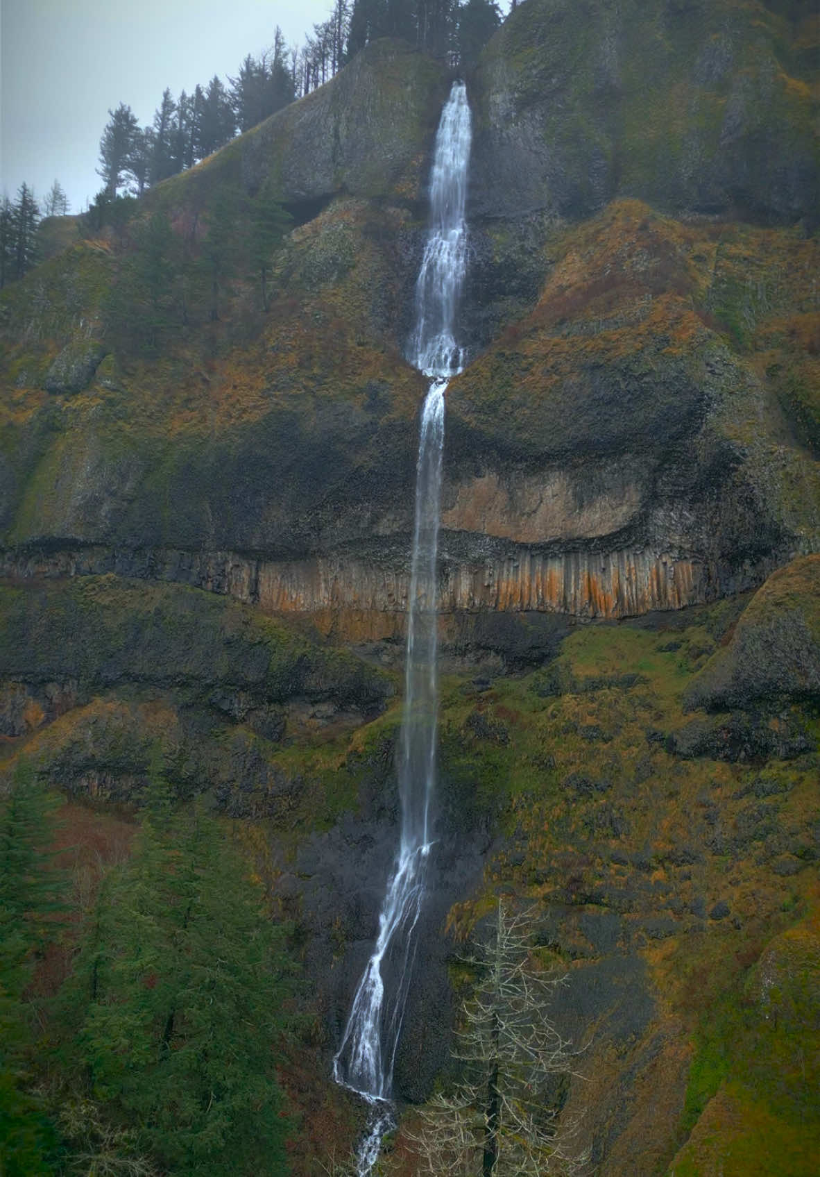 In awe as I soar around one of Oregon’s tallest waterfalls—a stunning three-tiered masterpiece plunging over 500 feet into the Columbia River Gorge 🤩 #nature #Outdoors #cinematic #calm #waterfall 